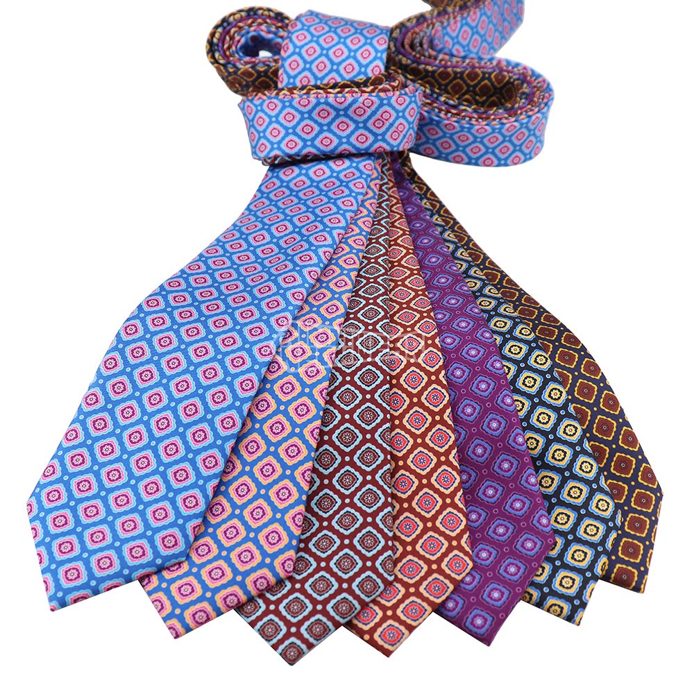 Geometry Pattern Manufacturer Luxury Designer High Quality Private Label Custom Digital Printing Silk Tie