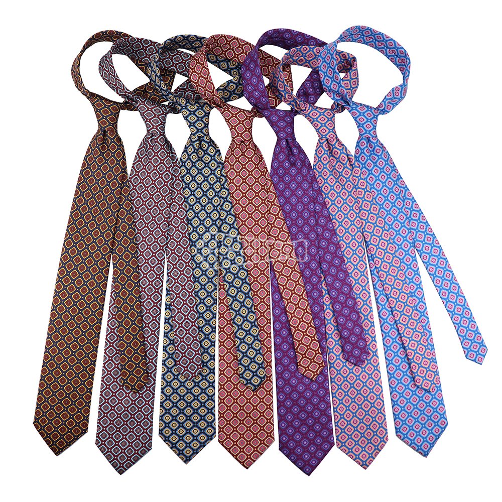 Geometry Pattern Manufacturer Luxury Designer High Quality Private Label Custom Digital Printing Silk Tie