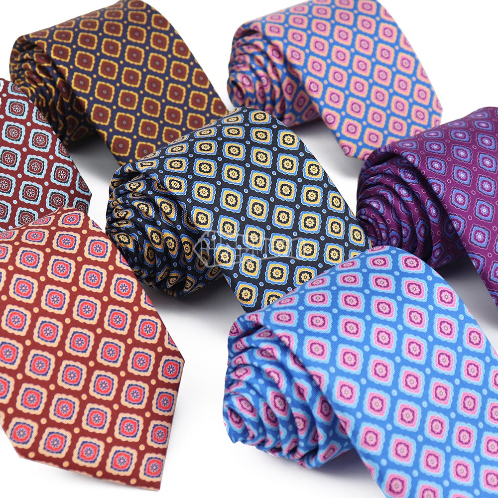 Geometry Pattern Manufacturer Luxury Designer High Quality Private Label Custom Digital Printing Silk Tie