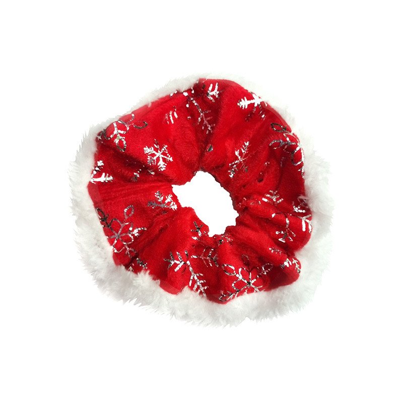Winter Red Green Christmas Santa Furry Hair Scrunchies Elastic Hot Selling Plush Scrunchies Christmas Festival Accessories Women