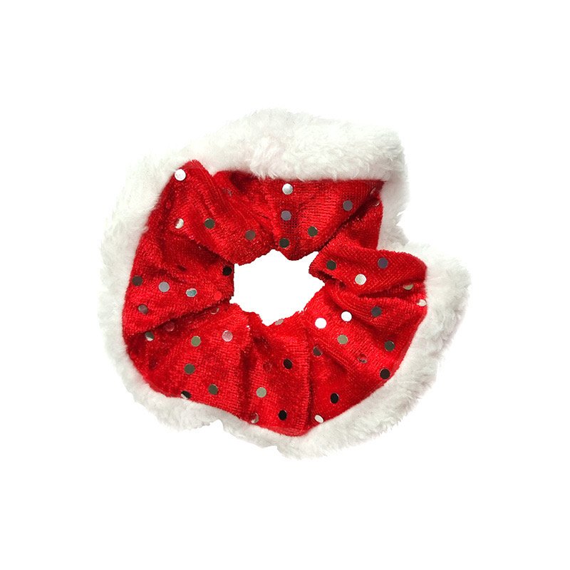 Winter Red Green Christmas Santa Furry Hair Scrunchies Elastic Hot Selling Plush Scrunchies Christmas Festival Accessories Women