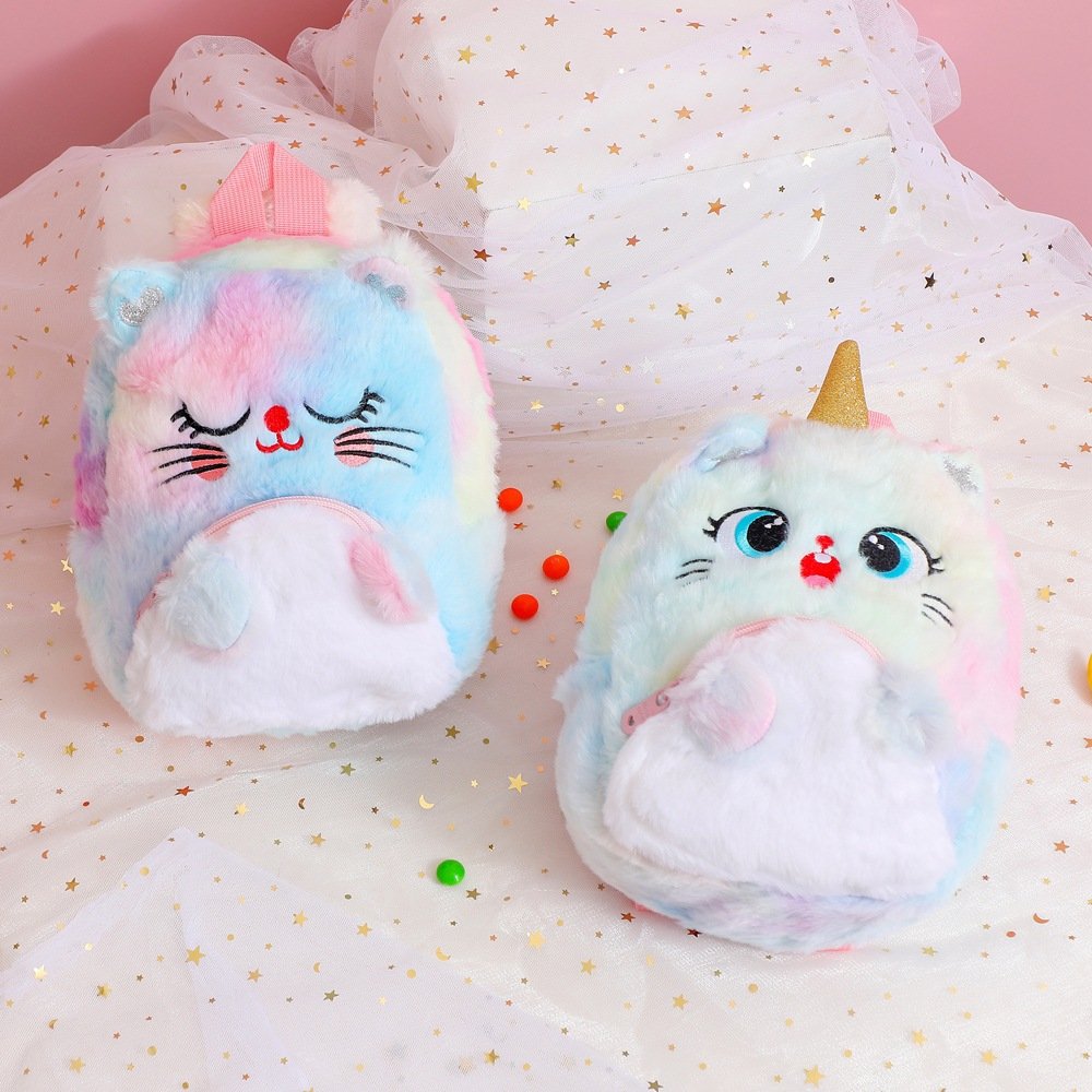 Factory Kids Gift Toy Bags Colorful Nursery School Bags Cute Mini Unicorn Cat Backpack purse Plush Rabbit Backpack for Girls
