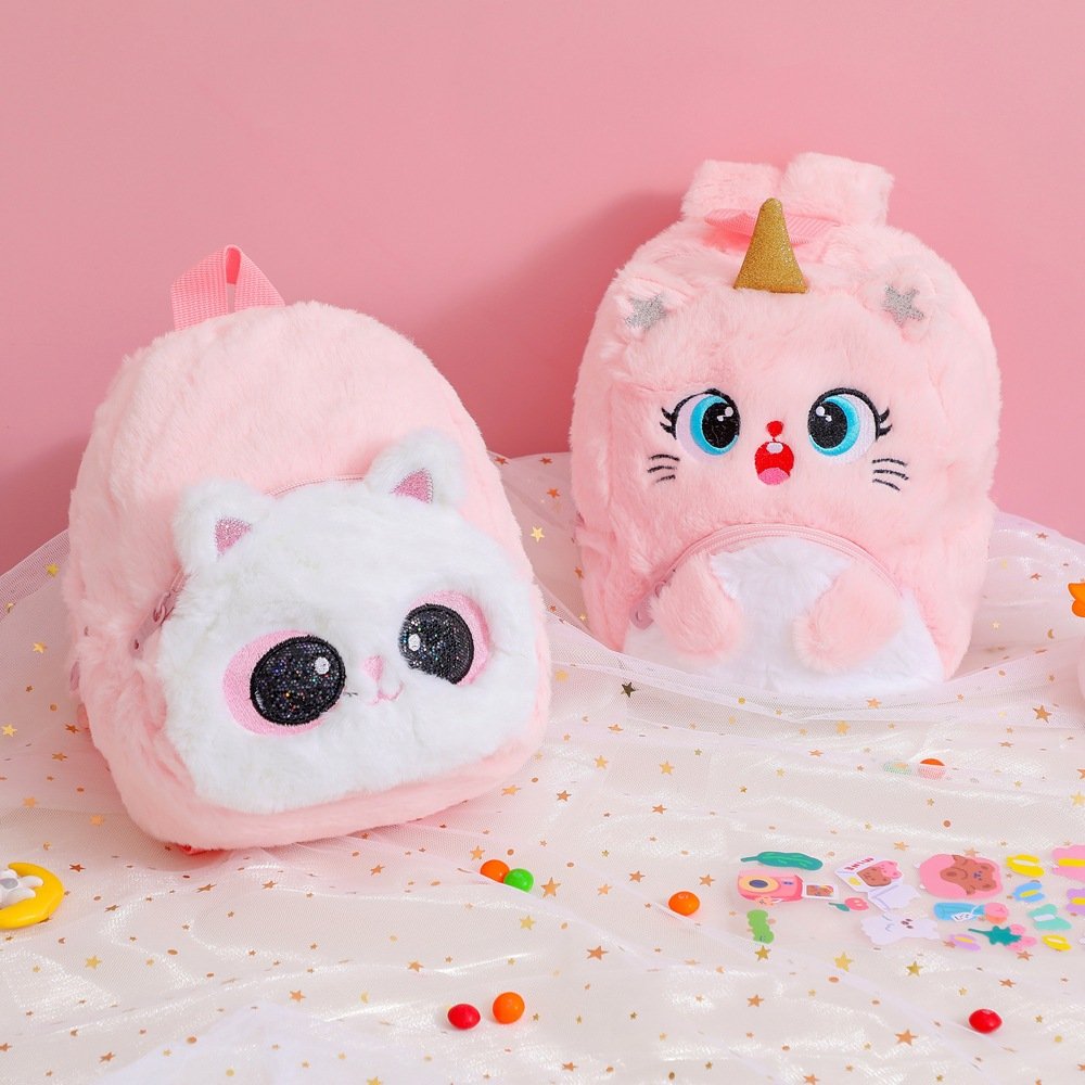 Factory Kids Gift Toy Bags Colorful Nursery School Bags Cute Mini Unicorn Cat Backpack purse Plush Rabbit Backpack for Girls