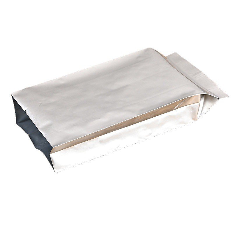 Side Gusset Bag Silver Pure Aluminum Foil High Barrier Heat Sealable Long Term Food Packaging Pouches With Tear Notch