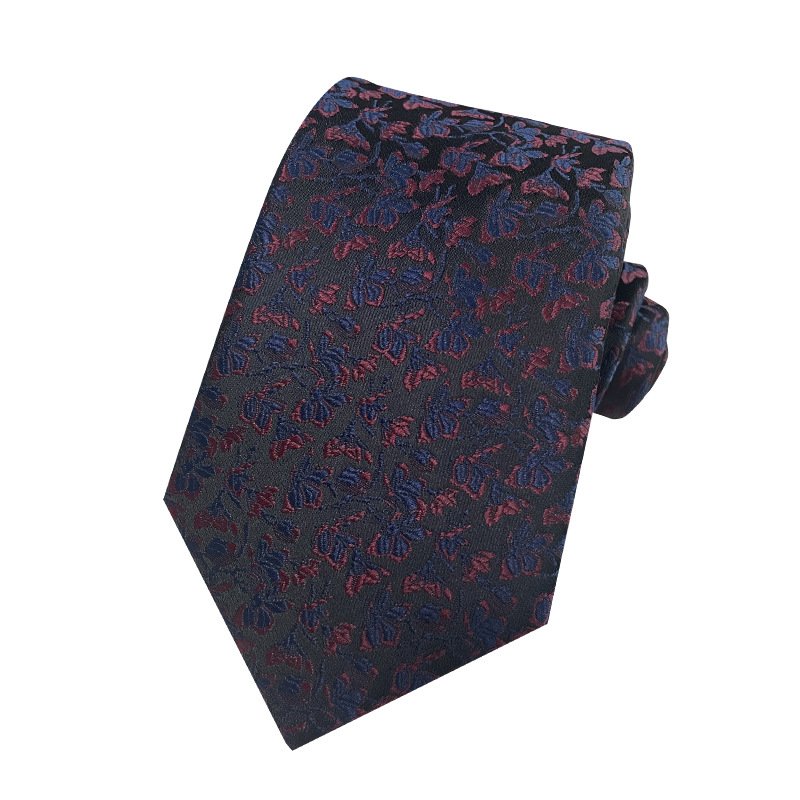 New High Quality Classic Men's Tie Red Blue Stripe Floral 7.5cm Jacquard Microfiber Necktie Mens Woven Ties