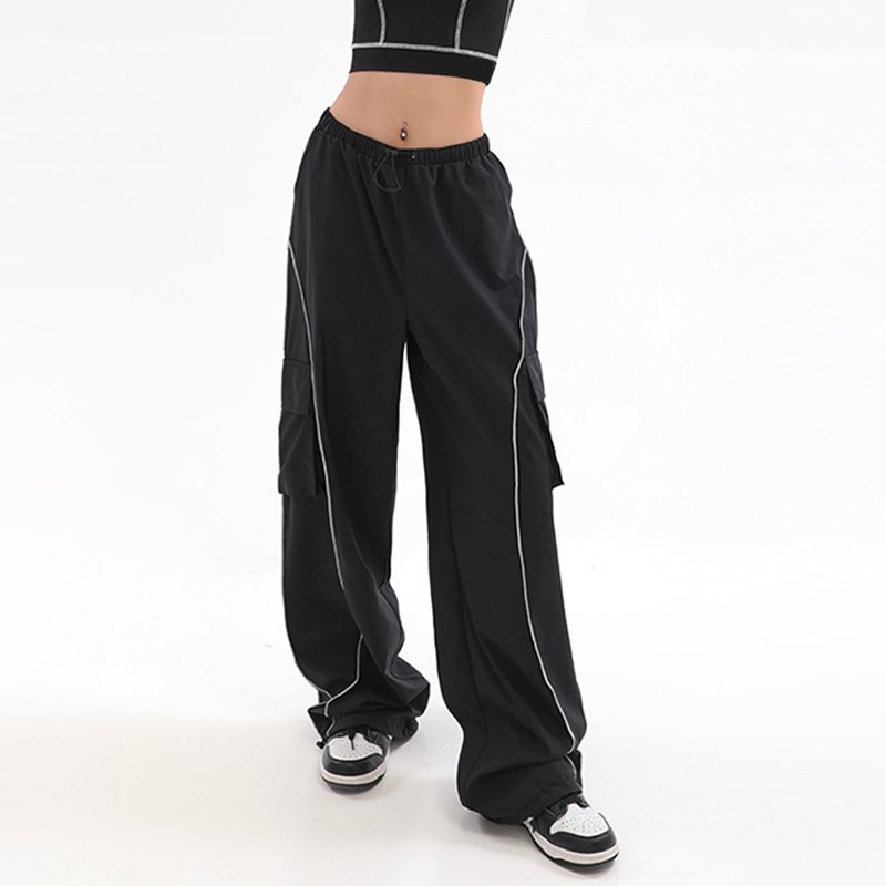 Custom OEM Manufacturer Vintage Pockets High Waist Streetwear baggy Casual ladies Long parachute Cargo Pant for women Trousers
