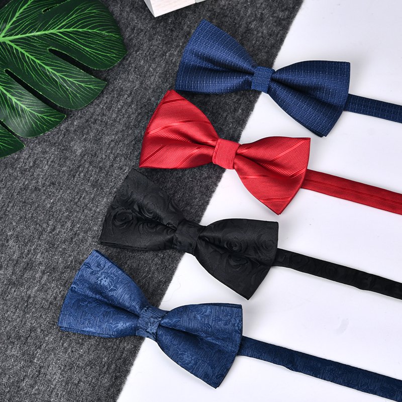 Wholesale Custom Professional Manufacturer New Arrival Floral Polyester Pre-tied Black Bow Tie