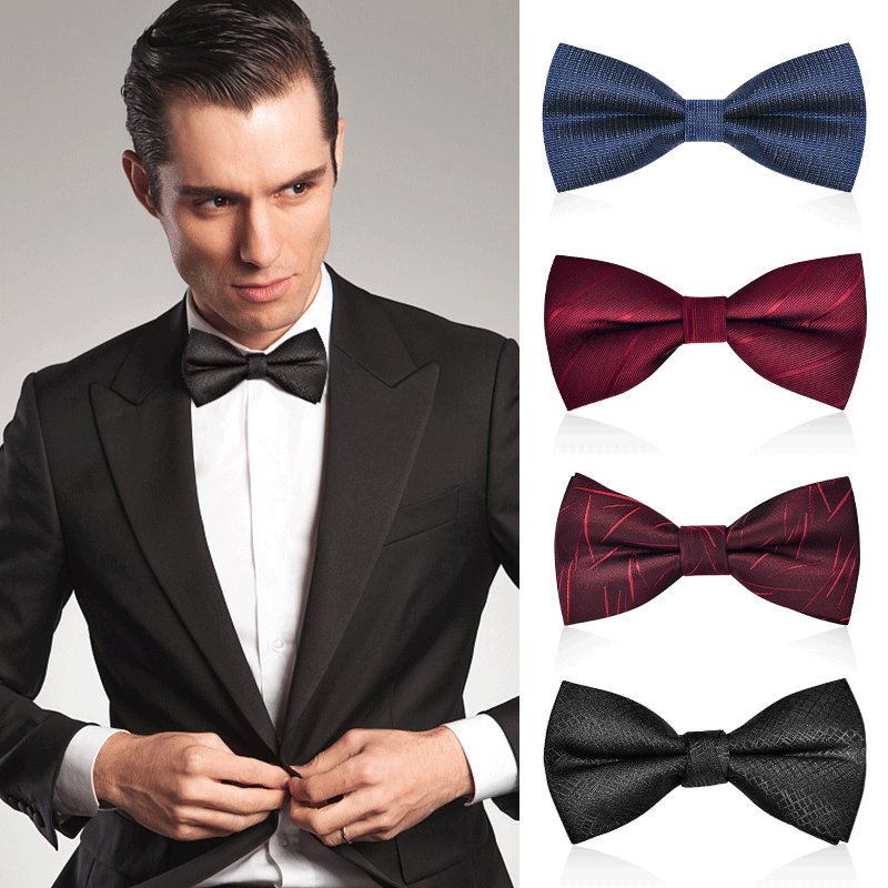 Wholesale Custom Professional Manufacturer New Arrival Floral Polyester Pre-tied Black Bow Tie