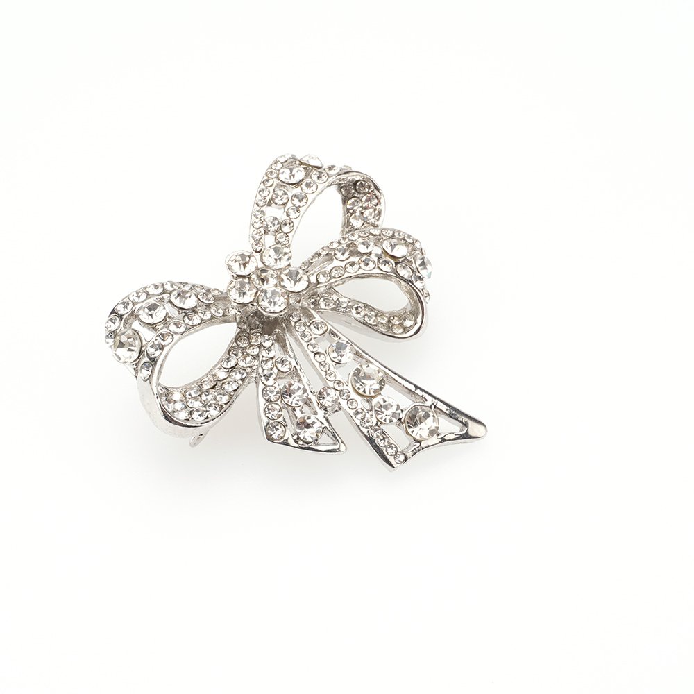 Factory Wholesale Crystal Rhinestone Bowknot Pin Custom Metal Rhinestone Bow Tie Brooches Woman