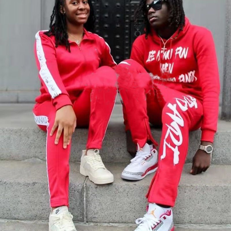 wholesale stacked sweatsuits men cotton blank sweat suits stacked pants sets men