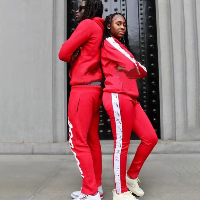 wholesale stacked sweatsuits men cotton blank sweat suits stacked pants sets men