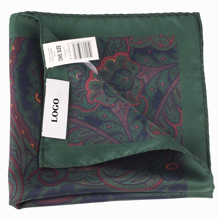 33X33 CM Silk Factory Wholesale High Quality Handkerchief Print Custom Pocket Square For Party Paisley Pattern Hanky For Men