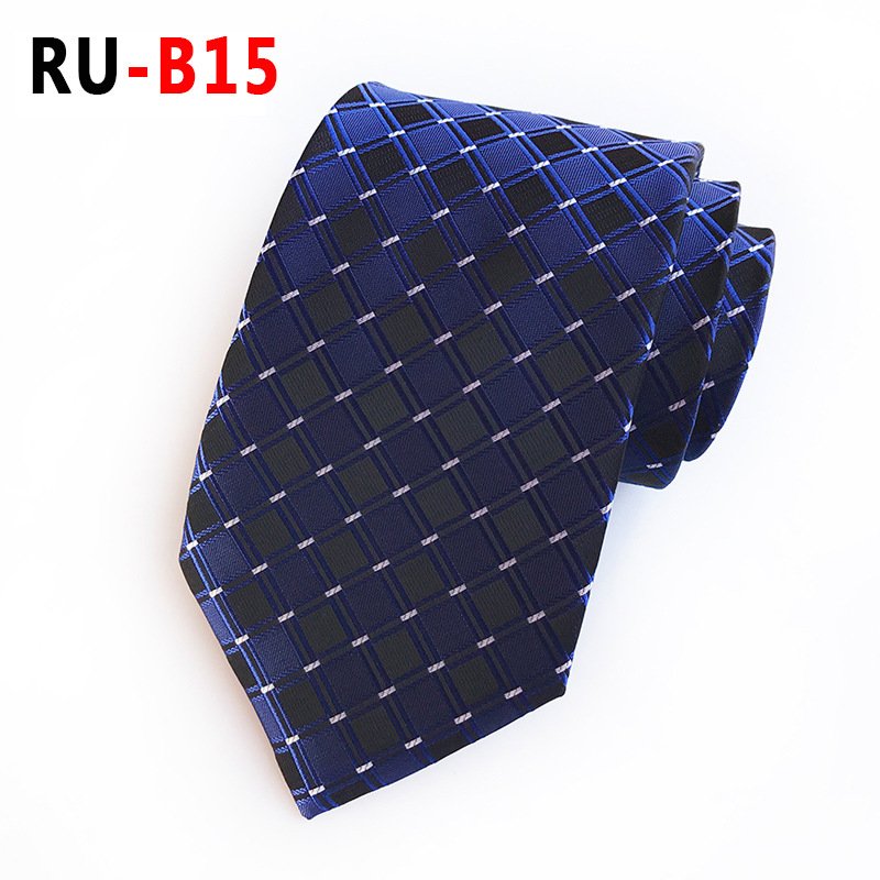 2024 new classic jacquard 8cm fashion lattice business polyester tie for men Wedding suit