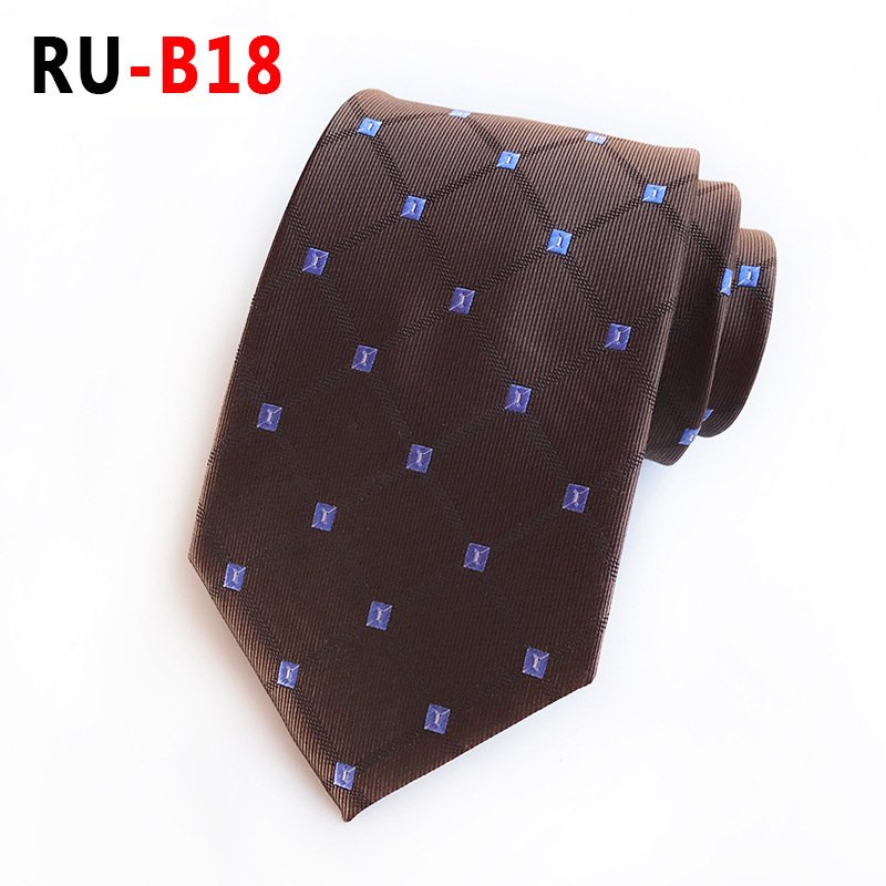 2024 new classic jacquard 8cm fashion lattice business polyester tie for men Wedding suit