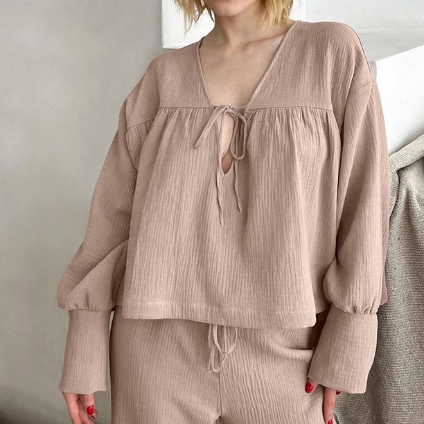 Custom 2024 Short Sleeve Sleepwear, Wholesale Loungewear with 23 Color Patterns for Women's Linen Pajama Sets/