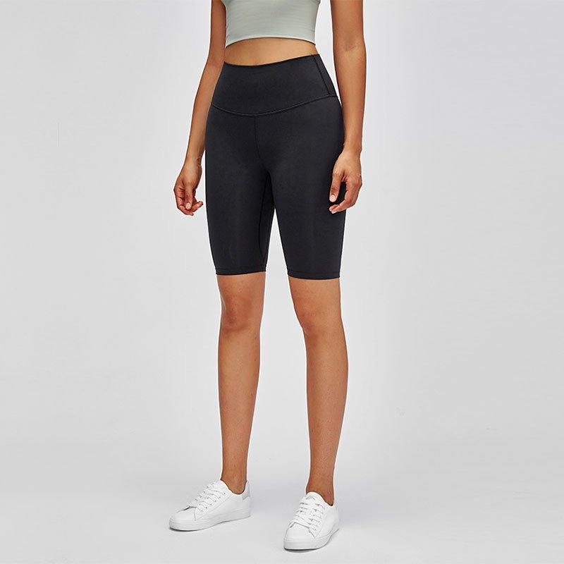 Summer solid color hip-lifting fitness slim shorts high waist womens athletic yogo sports shorts
