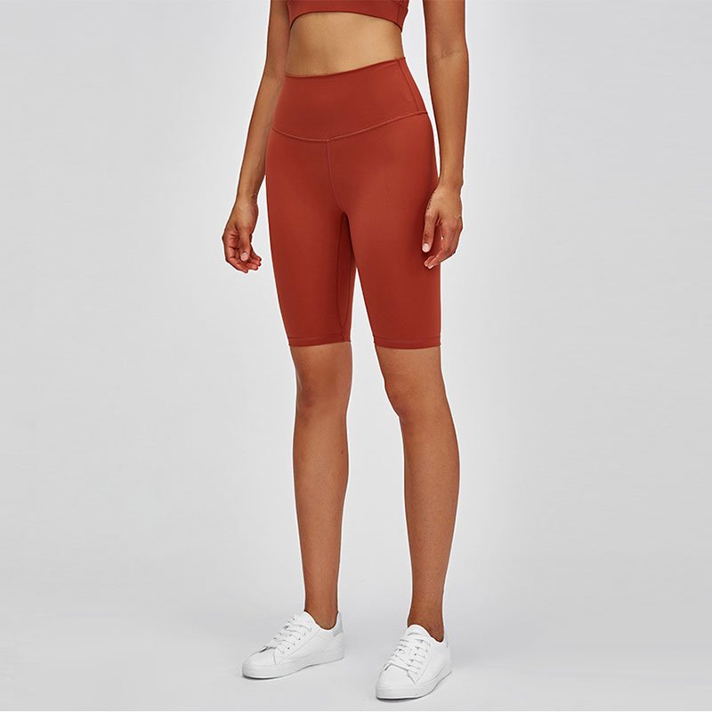 Summer solid color hip-lifting fitness slim shorts high waist womens athletic yogo sports shorts