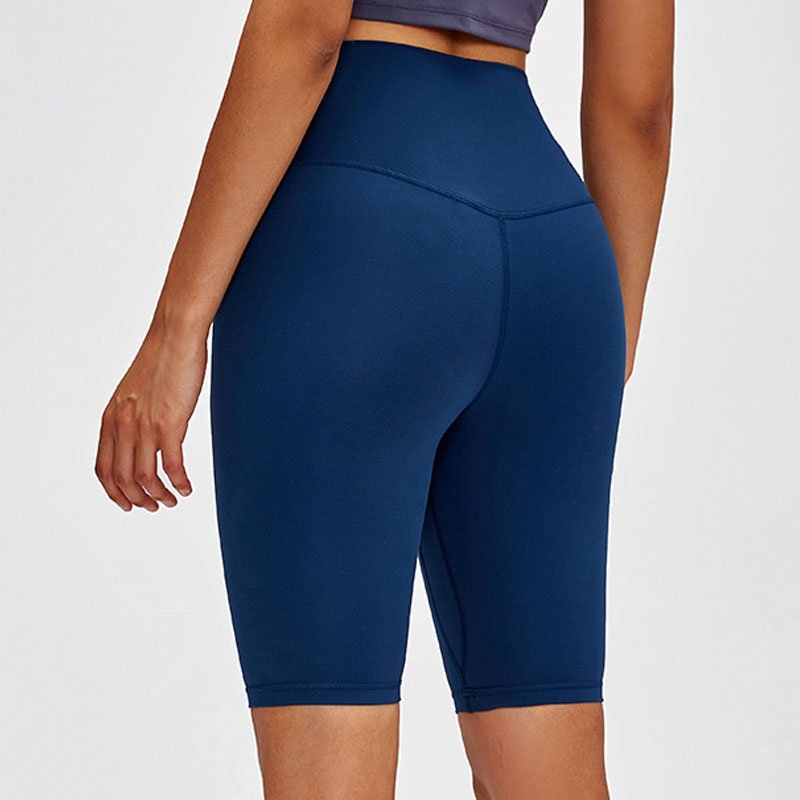 Summer solid color hip-lifting fitness slim shorts high waist womens athletic yogo sports shorts