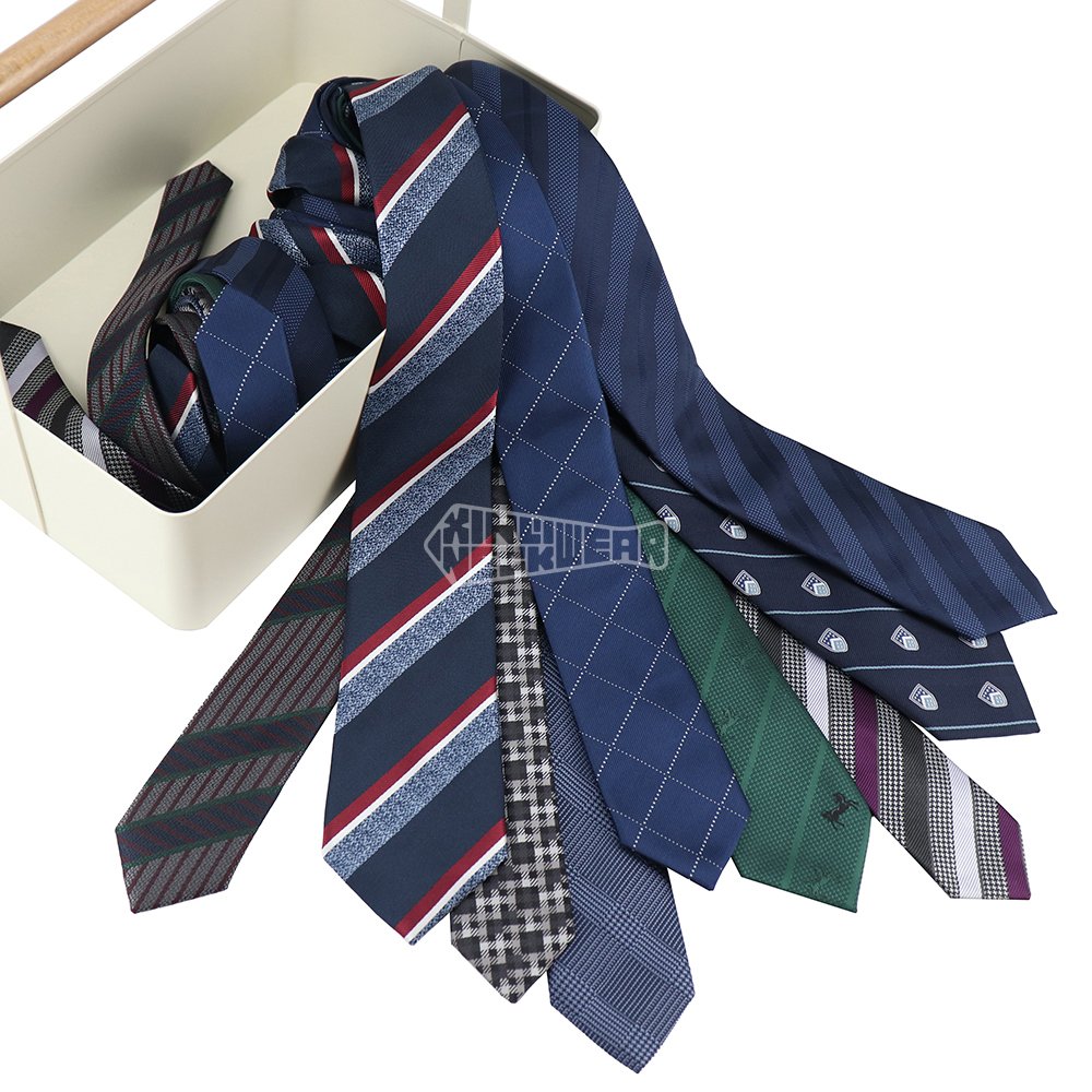 Glen Plaid Fleur De Lis Microfiber Ties Crown Necktie Exclusive Mens Skinny Tie Business Style