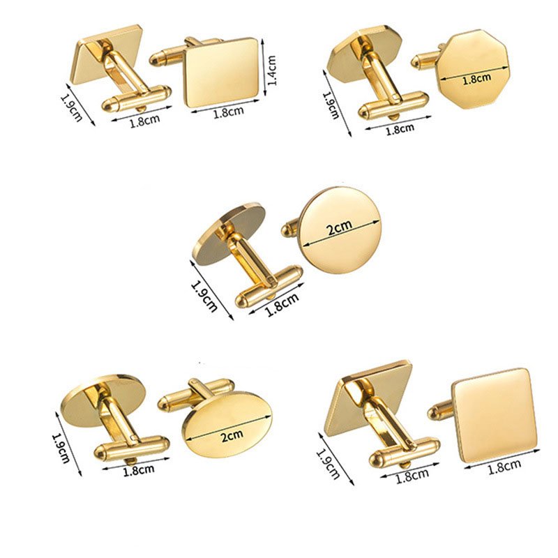 High Quality Square Blank Cuff Link Set Men Women Luxury Designer Cufflinks Stainless Steel Mirror Polish 15mm 18mm Cufflink