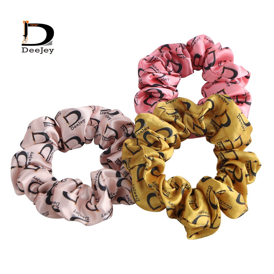 Factory Vendor Silk Satin Scrunchies Hair Ties Elastic Band for Girl with LOGO Printed