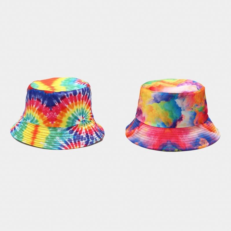 Custom Fashion Tie Dye Bucket Hat Outdoor Fisherman Hat Double-sided Wearing Designed Bucket Hat Cap