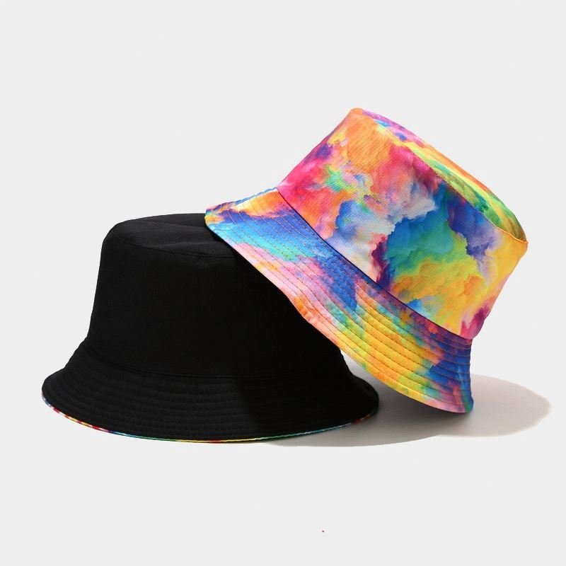 Custom Fashion Tie Dye Bucket Hat Outdoor Fisherman Hat Double-sided Wearing Designed Bucket Hat Cap