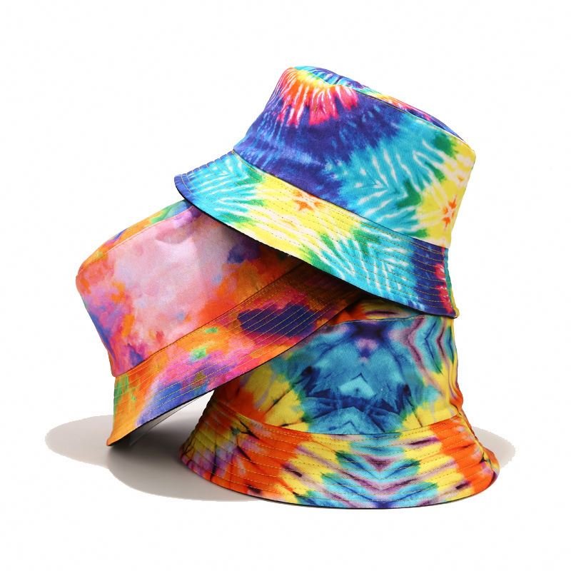 Custom Fashion Tie Dye Bucket Hat Outdoor Fisherman Hat Double-sided Wearing Designed Bucket Hat Cap