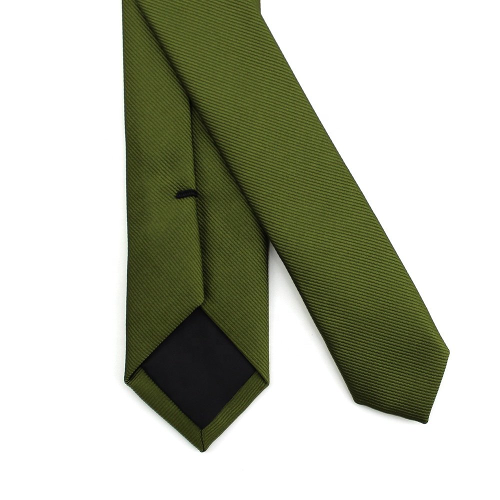 China Wholesale Mens Skinny Slim Fit Custom Necktie Restaurant Polyester Jacquard Woven Olive Leaf Moss Green Ties For Men