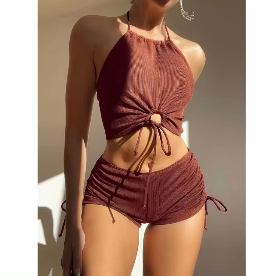 Classic Ladies Backless Bikini Quick Dry and Breathable Solid Color Swimsuit Sexy Wholesale Spot Fabric Bikini
