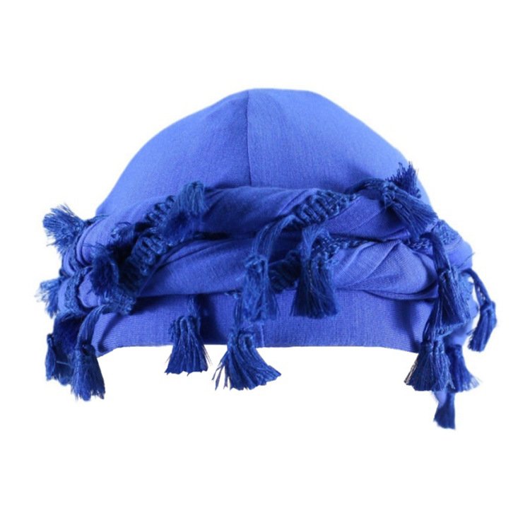 Latest Men Turban hat Headscarf Cap with Fringe Solid Double Layered Satin Lined Turban Men Bonnet