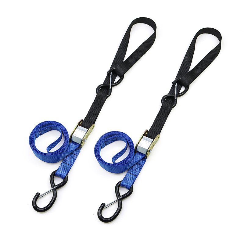 2pk 1" x 6' Heavy Duty Motorcycle ATV Cam Lock Tie Down Strap Kit with Rubberized S Hooks