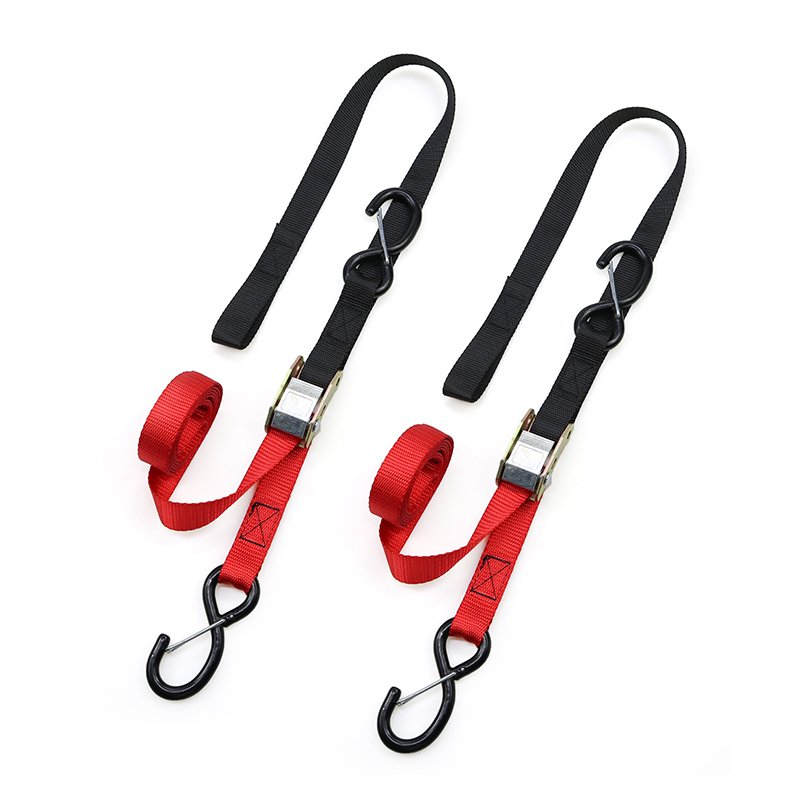 2pk 1" x 6' Heavy Duty Motorcycle ATV Cam Lock Tie Down Strap Kit with Rubberized S Hooks