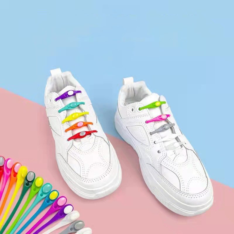 colorful children and old people lazy no tie stretch elastic silicone shoelaces for shoes