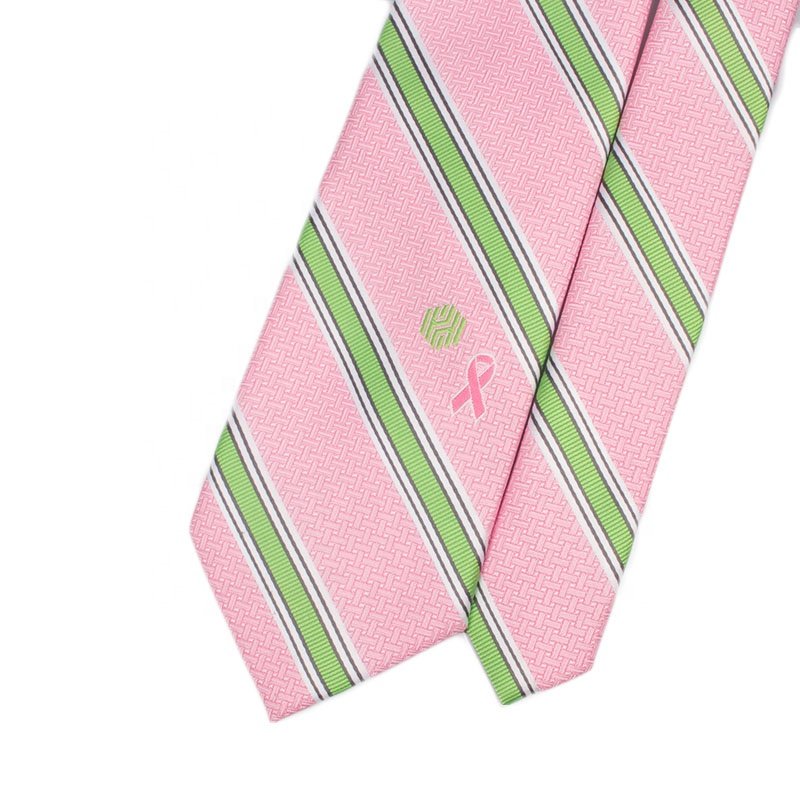 Luxury Nice Embroidery Neck Ties Silk Neckties Green And Pink Stripe Tie Wedding For Mens