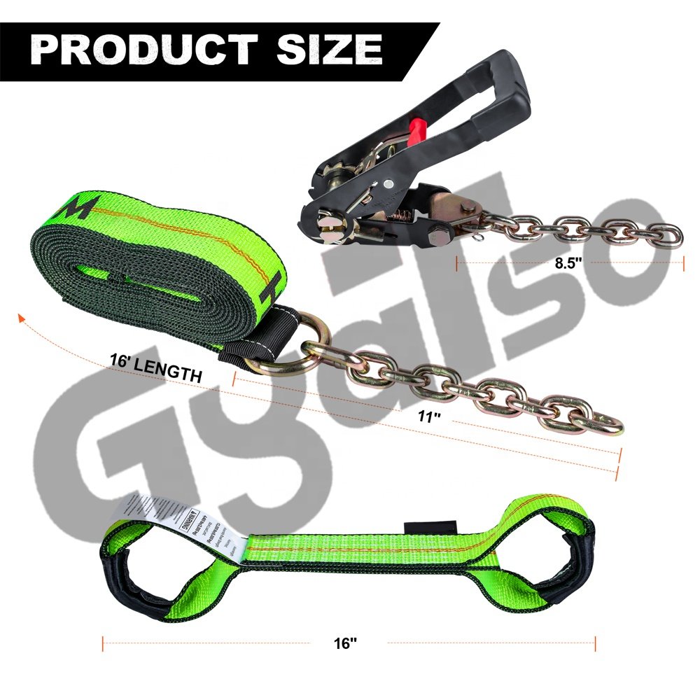 Vehicle Tire Tie Downs 8-Point Rolling Wheel Tie Downs kit with Chain Ends for Trailers