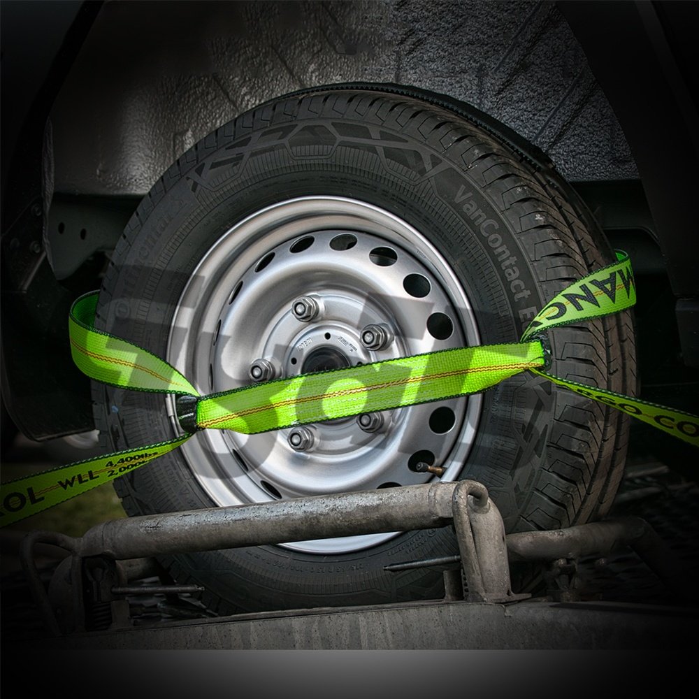 Vehicle Tire Tie Downs 8-Point Rolling Wheel Tie Downs kit with Chain Ends for Trailers