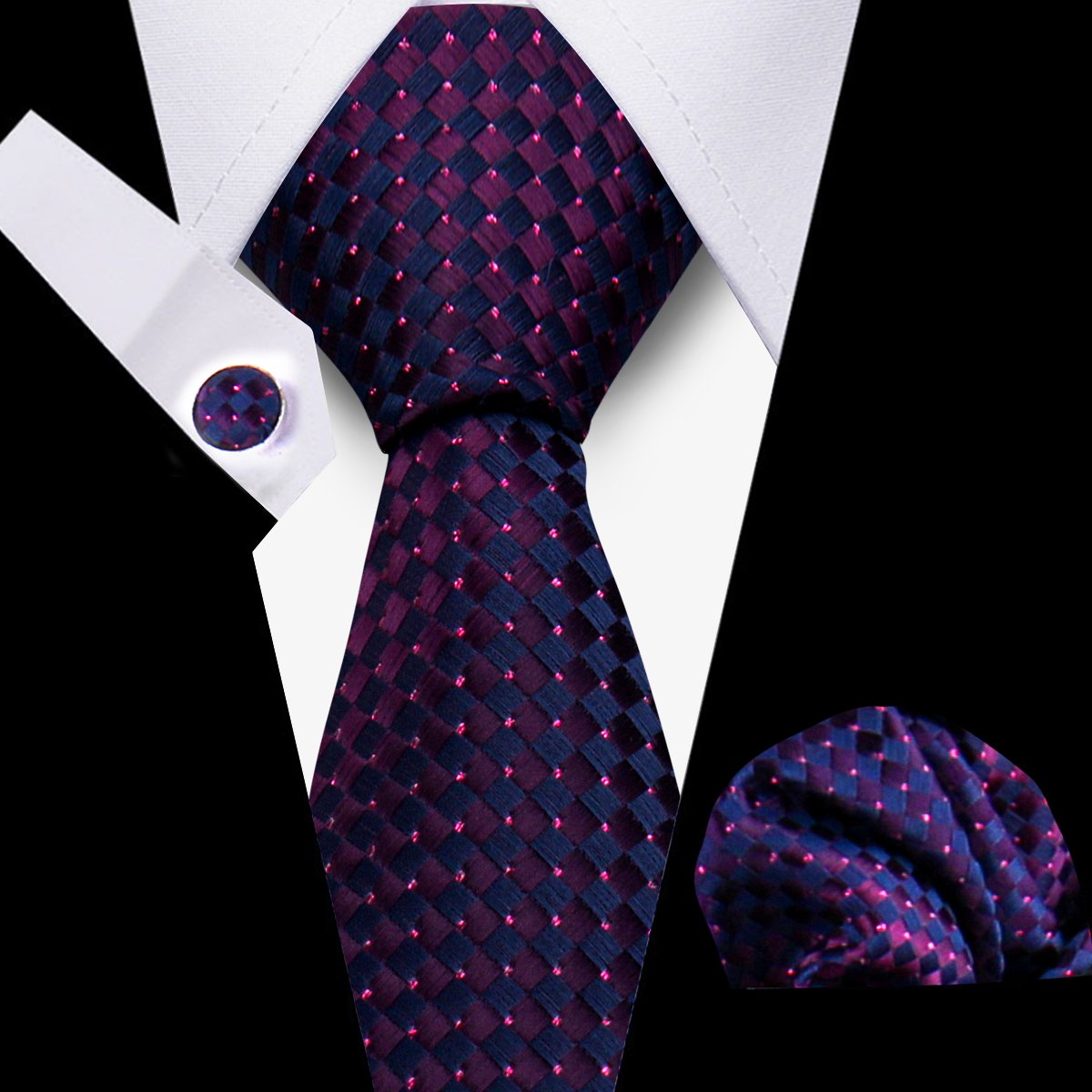 Fashion Men Tie Luxury Gold Blue Black Striped Paisley Silk Wedding Tie For Men Hanky Cufflinks Gift Tie Set