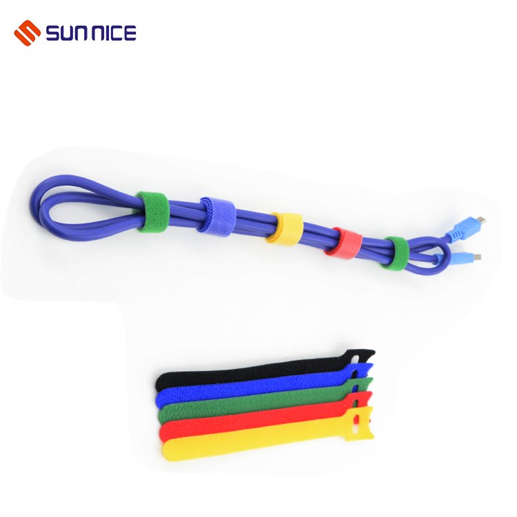2021 Hot Sell Products High Quality 1/2'' Width 6'' 8'' 10'' Length Hook and Loop Strap With Logo Releasable Cable Ties