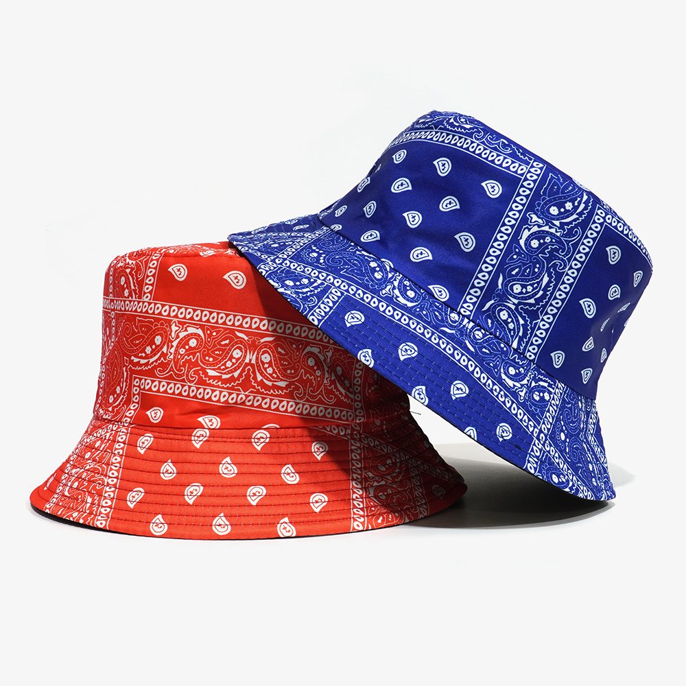 2024 Fashion Cashew Flower Print Fisherman Hat Double-Sided Bucket Hat Custom All Over Printing Tie Dye Reversible Sports Caps