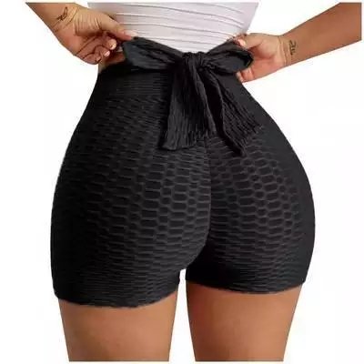 High Quality Women Yoga Shorts High-waisted Bow Tie Stretchy Fitness Leggings Workout Gym Shorts Running Sportswear