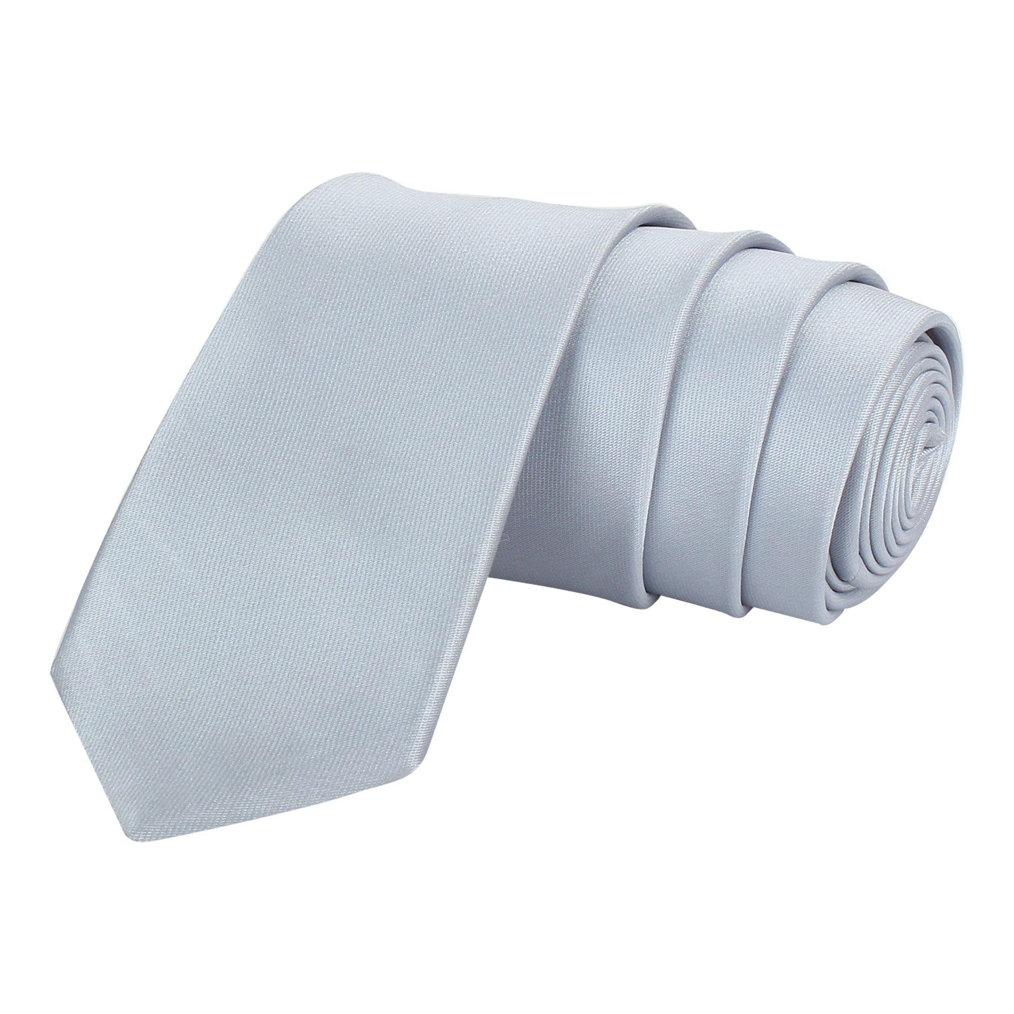 Business and Casual Solid Silver Silk Necktie with Jacquard Pattern Woven Ties for Formal Usage