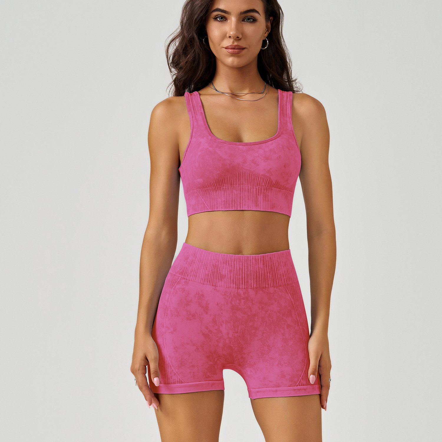 Factory Direct New Yoga Series Bra Shorts Set Tight Wrinkle Resistant Peach Buttocks Design for Yoga Running Fitness