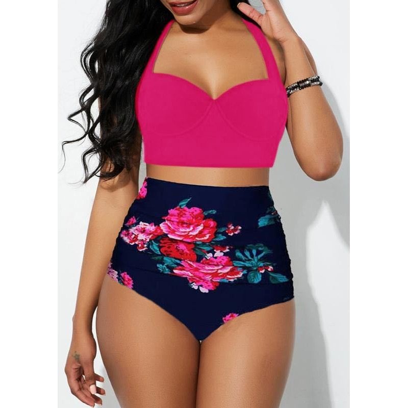 New Summer Bathing Suit Beachwear Womens Sexy Push Up Bikini Set High Waisted Swimsuit Florals Bathing Suit Swimwear