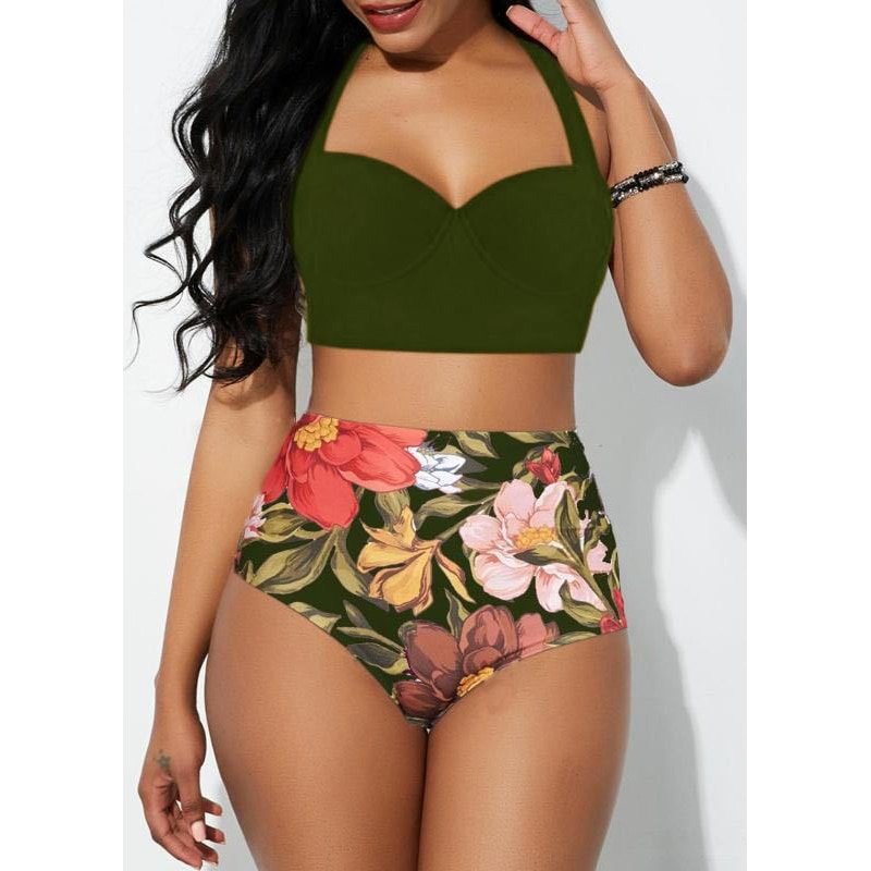 New Summer Bathing Suit Beachwear Womens Sexy Push Up Bikini Set High Waisted Swimsuit Florals Bathing Suit Swimwear
