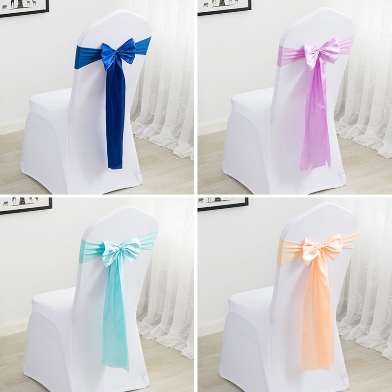 Spandex Chair Sash Wedding sashes Ready made bow tie For Chair Cover Chair Band Sash Bow Tie Birthday Party Hotel Dinner