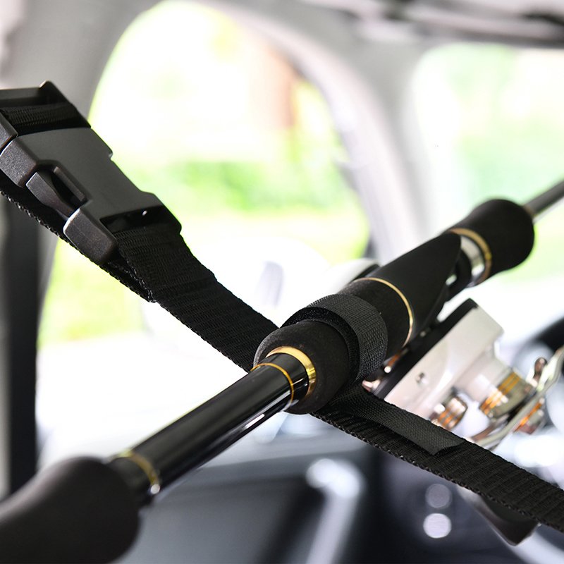 JETSHARK custom printed adjustable car fishing belt accessories Storage nylon fishing rod tie strap