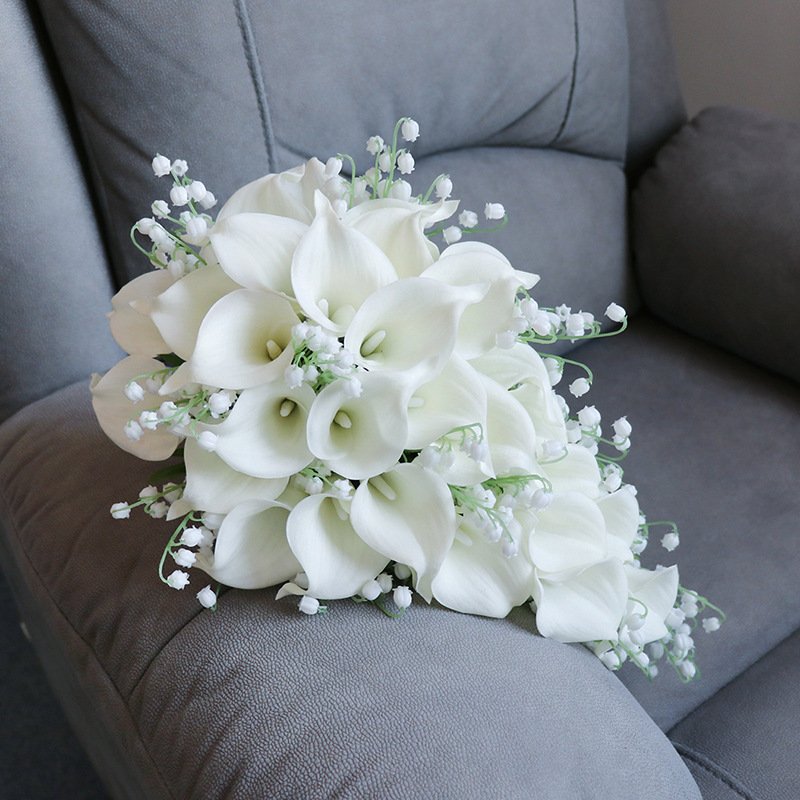 Artificial Silk Flowers Calla Lily Bouquets Bridal Rose Flowers Bouquet For Wedding Decoration