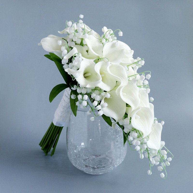 Artificial Silk Flowers Calla Lily Bouquets Bridal Rose Flowers Bouquet For Wedding Decoration