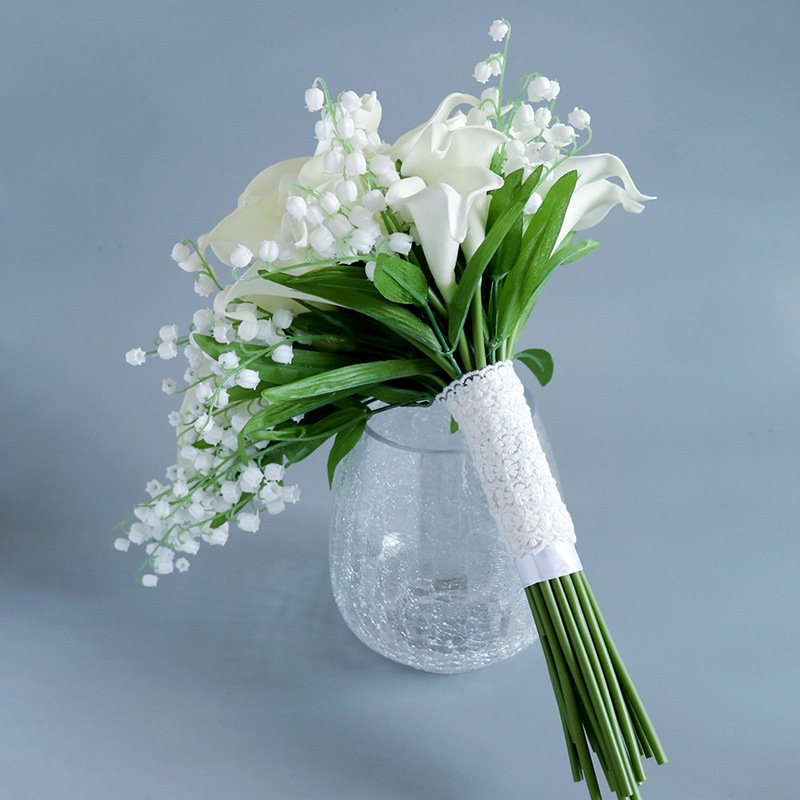 Artificial Silk Flowers Calla Lily Bouquets Bridal Rose Flowers Bouquet For Wedding Decoration